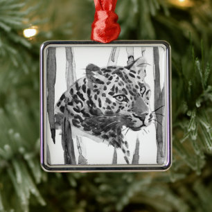 Portret van een jachtluipaard metalen ornament