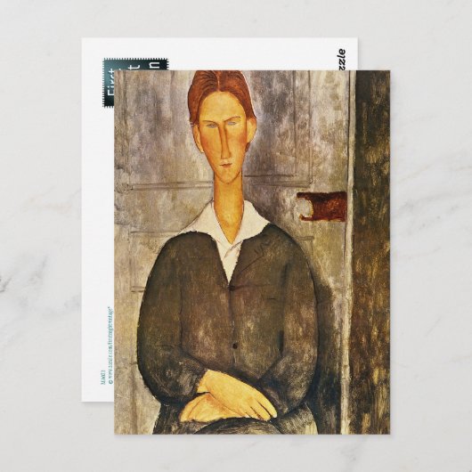 Portret van een jong Man - Amedeo Modigliani Briefkaart (Voorkant / Achterkant)