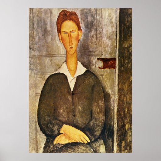 Portret van een jong Man - Amedeo Modigliani Poster (Voorkant)