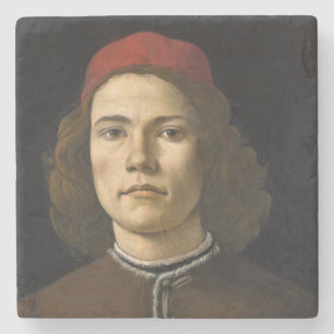 Portret van een jong Man (door Sandro Botticelli) Stenen Onderzetter