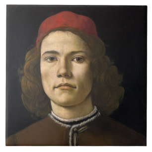 Portret van een jong Man (door Sandro Botticelli) Tegeltje