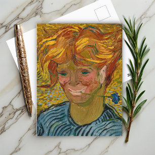 Portret van een jong Man met Cornflower, Van Gogh Briefkaart