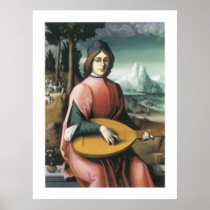 Portret van een jong Man met een Lute Poster