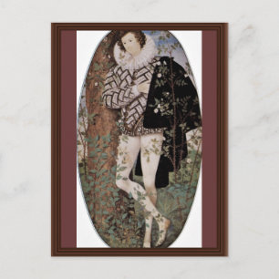 Portret van een jong Man met Rozen ovaal van Nicho Briefkaart
