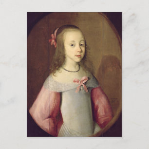 Portret van een jong meisje, 1651 briefkaart