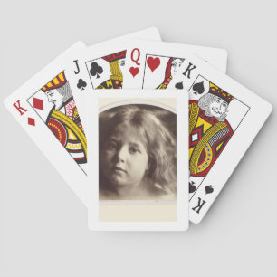 Portret van een jong meisje (albumine-afdruk van e speelkaarten