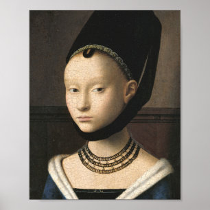 Portret van een jong meisje - Petrus Christus Poster