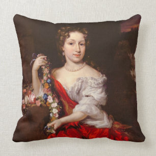 Portret van een jonge dame (olieverf op doek) kussen