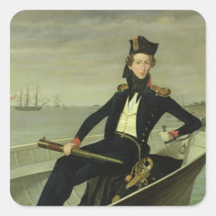 Portret van een jonge Deense marineofficier, 1841 Vierkante Sticker