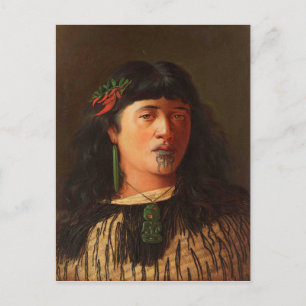 "Portret van een jonge Maori-vrouw met Moko" Briefkaart