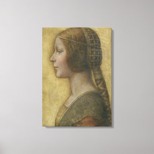 Portret van een jonge verloofde door Leonardo da V Canvas Afdruk