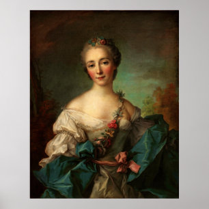 Portret van een jonge vrouw van Jean-Marc Nattier Poster