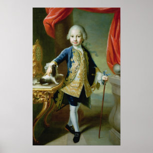 Portret van een jongen met Pet Spaniel, 18e eeuw Poster