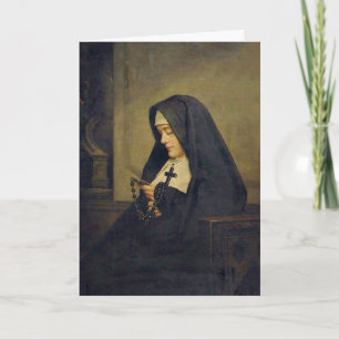 Portret van een katholieke non met heilige rozenkr kaart