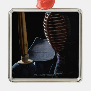 Portret van een Kendo Fencer 6 Metalen Ornament