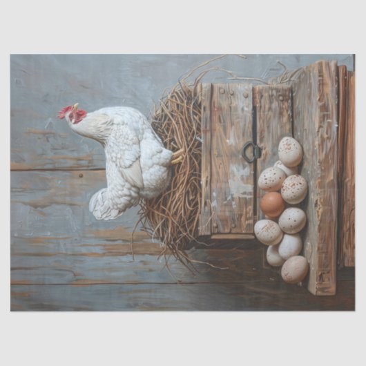 Portret van een kip met eieren Decoupage Tissuepapier (Voorkant)