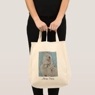 portret van een langwerpige witte jachthond tote bag