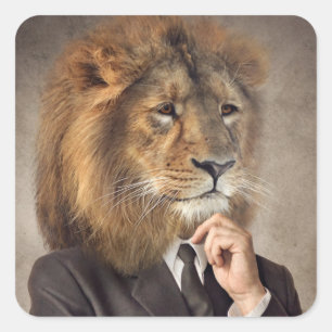 Portret van een leeuw vierkante sticker