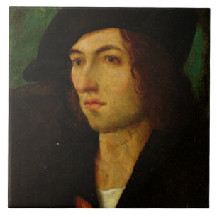 Portret van een Man, 1506 (olie op het paneel) Tegeltje
