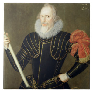 Portret van een Man, 1593 (olie op het paneel) Tegeltje