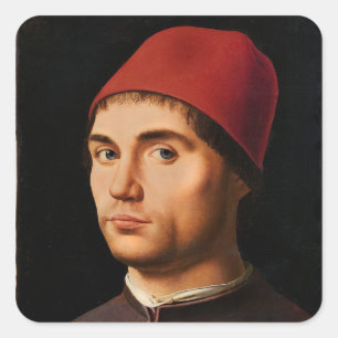 Portret van een Man, c.1475 Vierkante Sticker