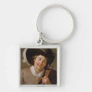 Portret van een Man dat een wijnglas bevat Sleutelhanger