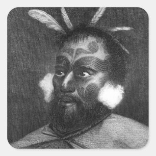 Portret van een Man van Nieuw-Zeeland Vierkante Sticker