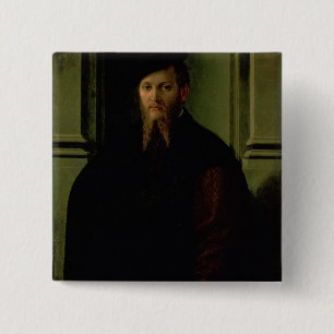 Portret van een Man Vierkante Button 5,1 Cm