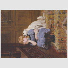 Portret van een meisje en haar hond-ontkoppelpapie tissuepapier