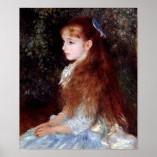 Portret van een meisje met blauw lintje, Renoir Poster