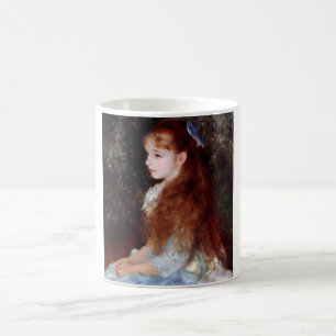 Portret van een meisje met blauwe strik, Renoir Koffiemok