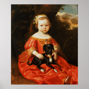 Portret van een meisje met een hond poster