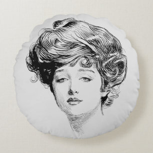 Portret van een meisje van Gibson, 1900 Rond Kussen
