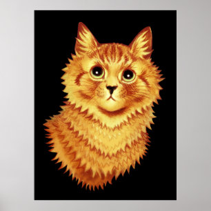 Portret van een oranje kat door Louis Wain  Poster