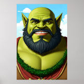 Portret van een orkdwerghybride met baard | AI Art Poster (Voorkant)