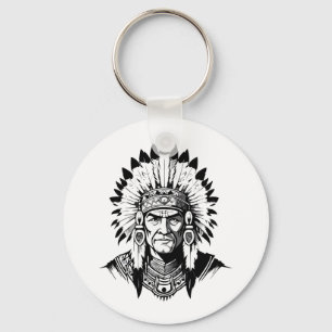 Portret van een oude inheemse Amerikaanse Chief Sleutelhanger