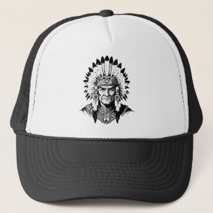 Portret van een oude inheemse Amerikaanse Chief Trucker Pet