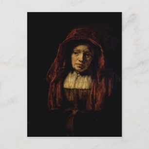 Portret van een oude vrouw briefkaart