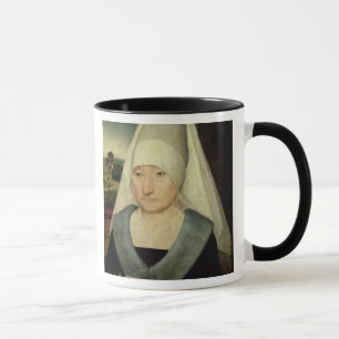 Portret van een oude vrouw (olie op het paneel) mok