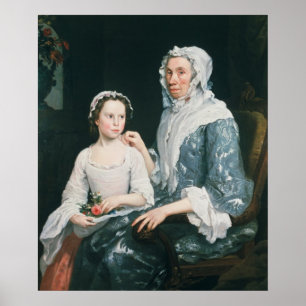 Portret van een oudere dame en een jong meisje poster