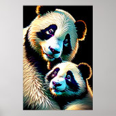 Portret van een panda moeder en kind | AI Art Poster (Voorkant)