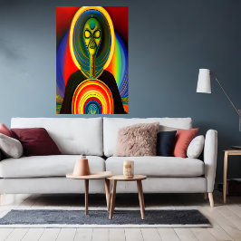 Portret van een robot alien | AI Art. Poster