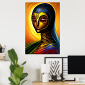 Portret van een robotische buitenaardse | AI Art. Poster (Thuiskantoor)