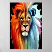 Portret van een rode en witte leeuw | AI Art Poste Poster (Voorkant)