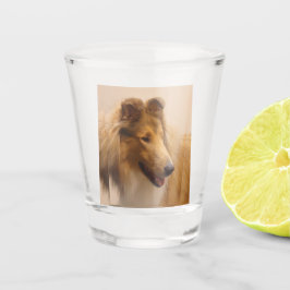 Portret van een ruige Sable Collie Shot Glas