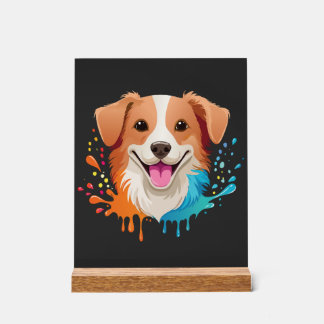 Portret van een schattige hond met druipende vloei acryl bord