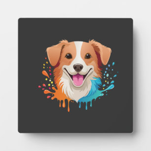 Portret van een schattige hond met druipende vloei fotoplaat
