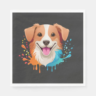 Portret van een schattige hond met druipende vloei servet