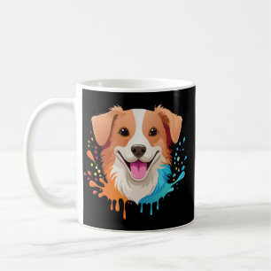 Portret van een schattige hond met vloeiende kleur koffiemok