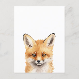Portret van een schattige vos waterverf briefkaart